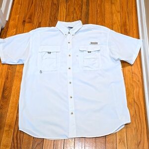 COLUMBIA ▪︎ Men's White "PFG" Shirt, Short Sleeve, Size Lg